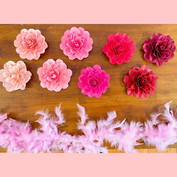 Set of 8 Marvelous 3D Shaded Camellias Flowers - Brand New - Picture 3 of 16